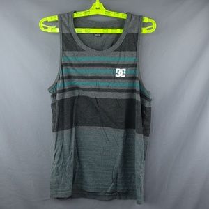 DC Shoes Tank Top Small Black Gray Green Striped